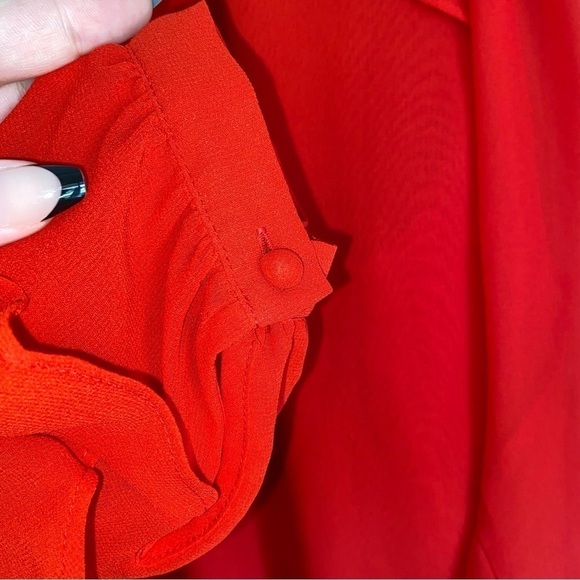Ann Taylor Red Sheer Ruffle Double Layered Blouse - Picture 3 of 6